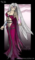Character Profile - Sha'ala  Character: Lady Pscion (Sha'ala)  Shade thinks his sister Sha'ala was killed when he, his brother Ged and she were attacked by vampires outside their village. And he's right: she did die. But as she died she was given a second chance when the disembodied demon Pscion offered her new life. Now she and the demon are melded: one and the same (unlike the Shade/Raven situation). She has awesome magical powers at her command, and sits on the council of the Lords of Darkness. She too thinks her youngest brother, Ged, is dead and blames F'lair for it so along with conforming to the goals of the LoDs, her personal agenda involves doing what she can to hurt him for abandoning her and Ged to their fate.
