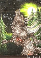 running free by elorenleianor  Artist:  ElorenLeianor  'Running Free'  Awesome ATC trade of Shade in his wereform