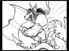 2008 comission 08 by renecordova  Artwork by:  Renecordova  Renecordova on Deviantart drew this awesome commission of Blackjack. As you can see those lines are very tempting to apply some colour to and I couldn't help myself :D So there's a coloured version I'll be adding to the gallery in due course.