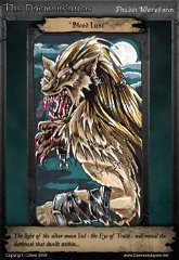 001 'Blood Lust' : ATC, character, daemonslayers, demon, slayers, tria, markers, trading card, card, shade, werewolf, wereform, transformed