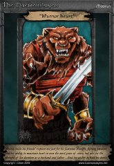006 'Warrior Heart' : ATC, character, daemonslayers, demon, slayers, tria, markers, trading card, card, moorin, degarii, cat, warrior, fighter, four arms