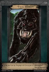 014 'Trusty Steed' : ATC, character, daemonslayers, demon, slayers, tria, markers, trading card, card, gor, gorrta, animal, cat, feline, black