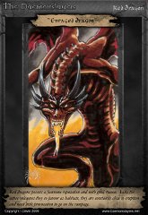 016 'Enraged Dragon' : ATC, character, daemonslayers, demon, slayers, tria, markers, trading card, card, dragon, angry, red, brown, fierce