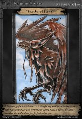021 'Feathered Fiend' : ATC, character, daemonslayers, demon, slayers, tria, markers, trading card, card, fell, gryphon, griffin, brown, monster, fell beast