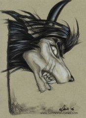 Charcoals - Blackjack  Media: Charcoal, white pastel. : blackjack, daemonslayers, portrait, closeup, charcoal, white, pastel, black, black and white