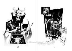 untitledcomicpages  Media: Pen and ink, tidied in Photoshop. Character:  Shade , Shadow Priest daemon.  Pages from 'Wolf and Raven'. Had a lot of fun experimenting with layouts for this comic. : daemonslayers, shade, demon, daemon, shadow priest, evil, monster, comic, graphic novel, layout, pages