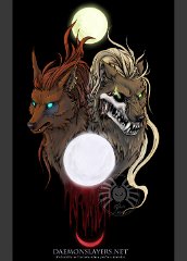 moonsong cover  Media: Digital  'Cover' for the short comic 'Moonsong' over on the Daemonslayers site. Mostly an excuse for lots of werewolf drawing! : moonsong, comic, cover, shade, soul, daemonslayers, werewolves, werewolf, lycanthrope, undead, dire lycanthrope, female, male, project, OC, characters